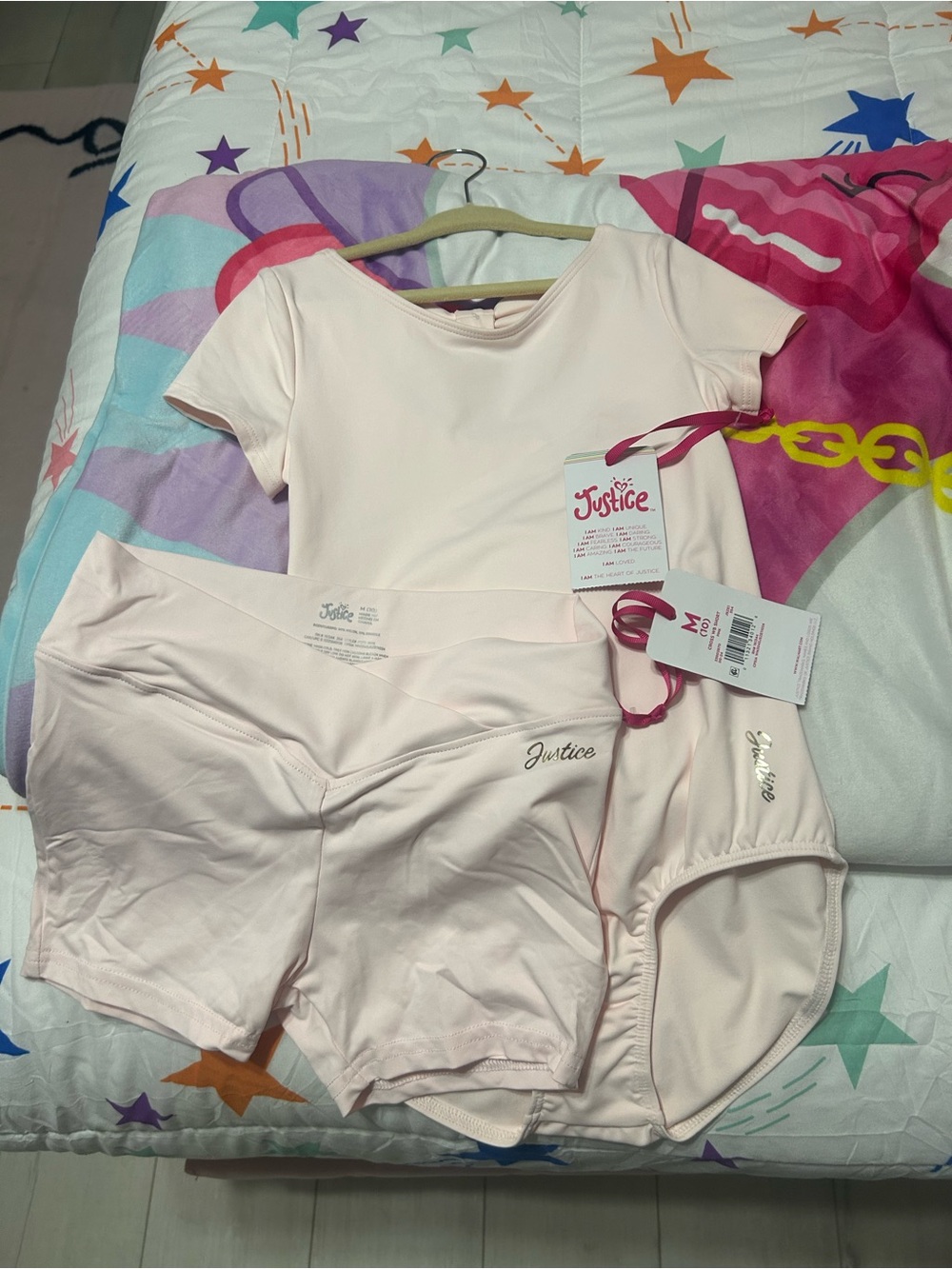 Justice Light Pink Girls' Dancewear Set - Top, Shorts & Briefs
